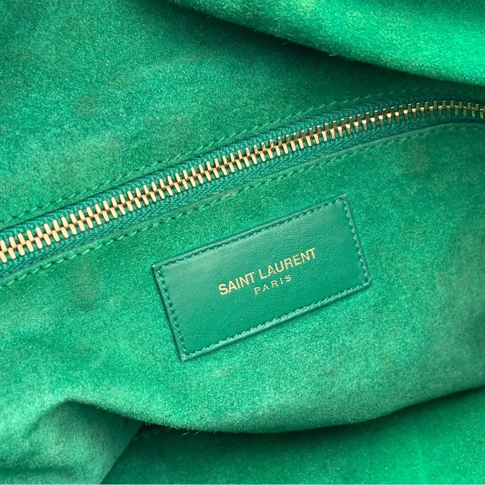 Saint Laurent Green Leather Duffle Top Handle Bag Gold Hardware - Picture 8 of 9